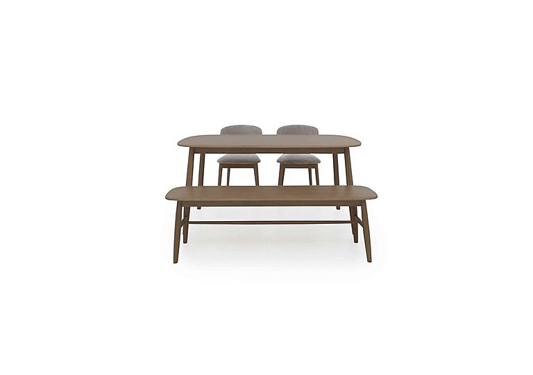 Stockholm Fixed Dining Table with 2 Wooden Chairs and a Bench - Dark Oak