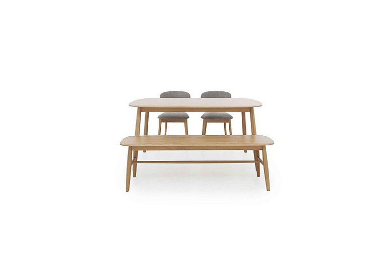 Stockholm Fixed Dining Table with 2 Wooden Chairs and a Bench - Light Oak