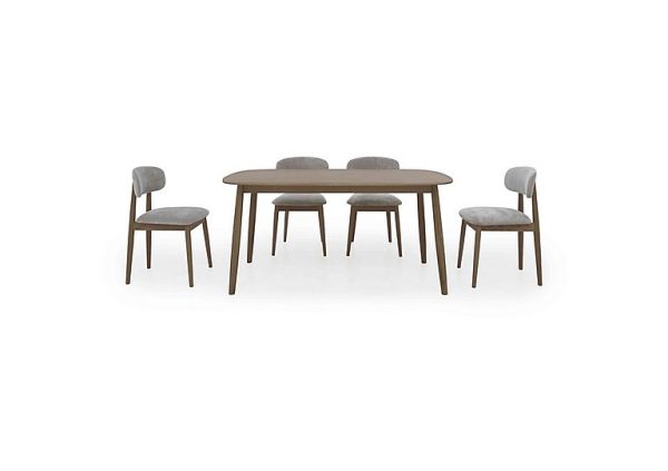 Stockholm Fixed Dining Table with 4 Wooden Chairs  Dark Oak | Bed Sava