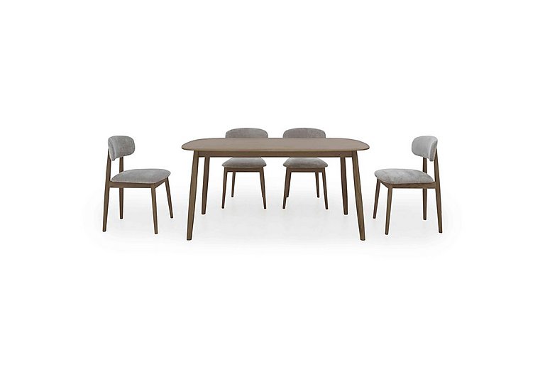 Stockholm Fixed Dining Table with 4 Wooden Chairs - Dark Oak