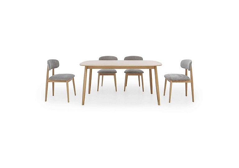 Stockholm Fixed Dining Table with 4 Wooden Chairs - Light Oak
