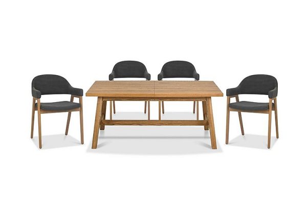 Stratford Small Extending Dining Table with 4 Fabric Dining Arm Chairs  Dark Grey | Bed Sava