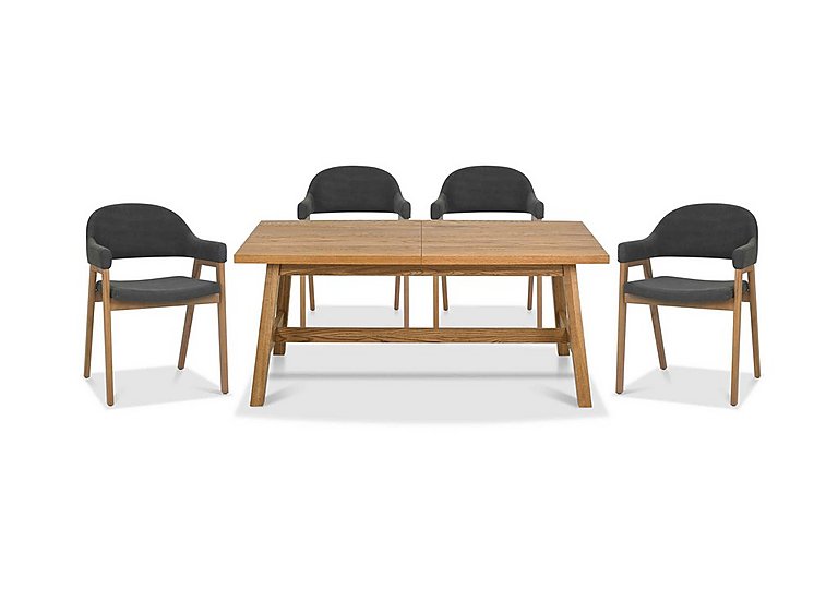 Stratford Small Extending Dining Table with 4 Fabric Dining Arm Chairs - Dark Grey