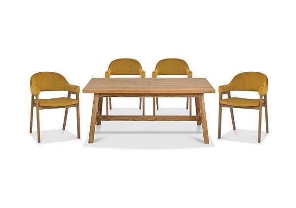 Stratford Small Extending Dining Table with 4 Fabric Dining Arm Chairs  Mustard Velvet | Bed Sava