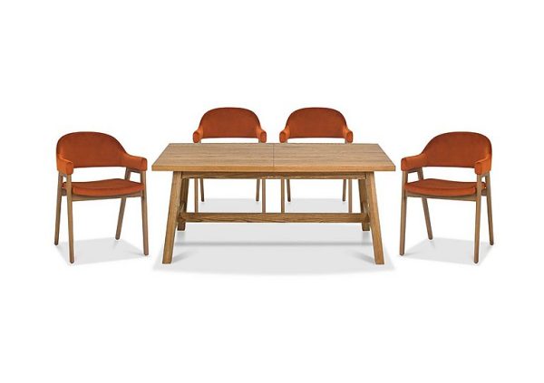 Stratford Small Extending Dining Table with 4 Fabric Dining Arm Chairs | Bed Sava