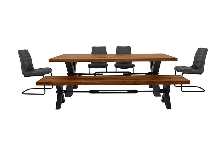 Bodahl - Terra Dining Table, 4 Grey Chairs and Bench Set - Old Bassano