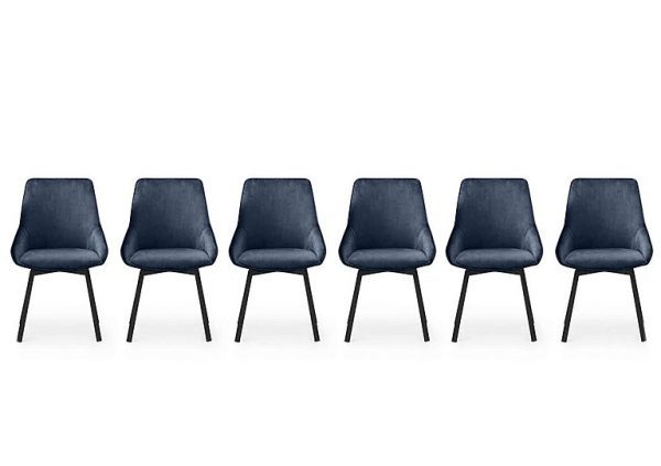 Veja Set of 6 Swivel Dining Chairs  Blue | Bed Sava