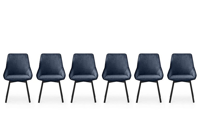 Veja Set of 6 Swivel Dining Chairs - Blue
