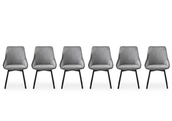 Veja Set of 6 Swivel Dining Chairs  Grey | Bed Sava