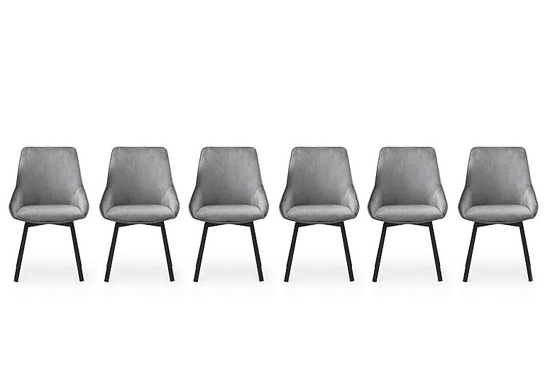Veja Set of 6 Swivel Dining Chairs - Grey