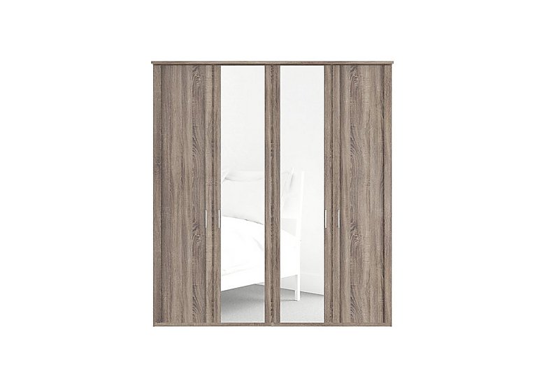 Wiemann - Oxford 4 Door Hinged Wardrobe with Mirrors - Rustic Oak