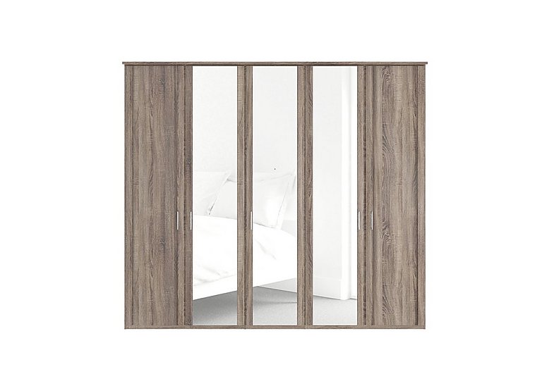 Wiemann - Oxford 5 Door Hinged Wardrobe with Mirrors - Rustic Oak
