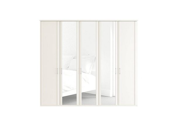 Wiemann  Oxford 5 Door Hinged Wardrobe with Mirrors  White | Bed Sava