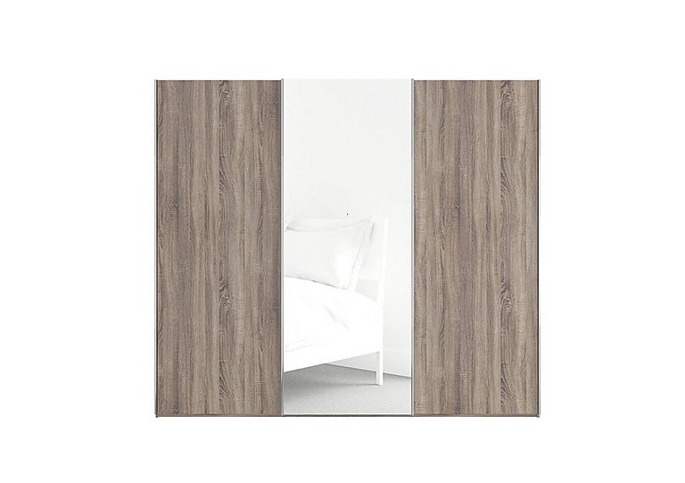Wiemann - Oxford 3 Door Sliding 250 cm Wardrobe With Central Mirror - Rustic Oak