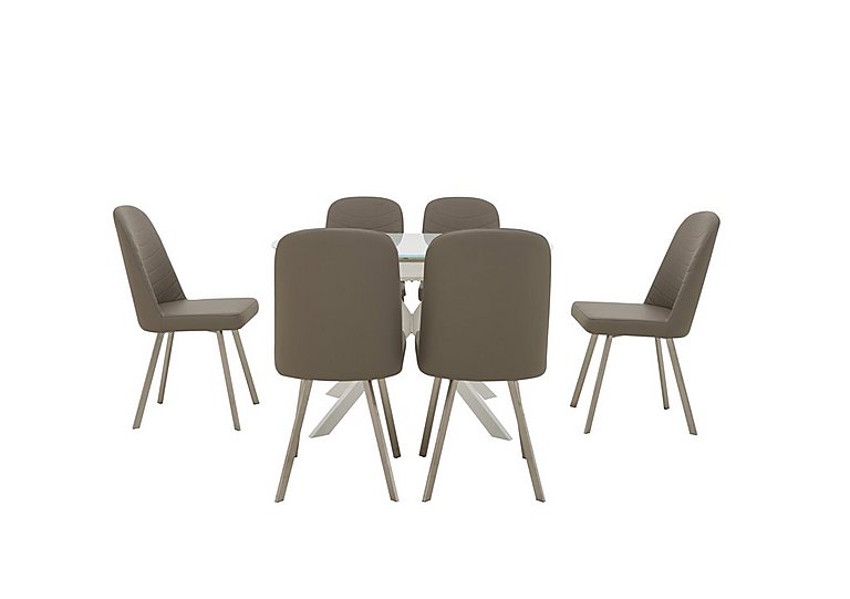 Wizard Extending White Dining Table and 6 Cappuccino Chairs - White