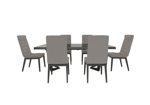 Palazzo 200cm Extending Dining Table in Silver Birch with 6 Capitonne Buttoned Chairs  Scarlet Silver | Bed Sava