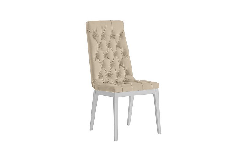 Palazzo Capitonne Buttoned Dining Chair in Glossy White - Aquos Cream
