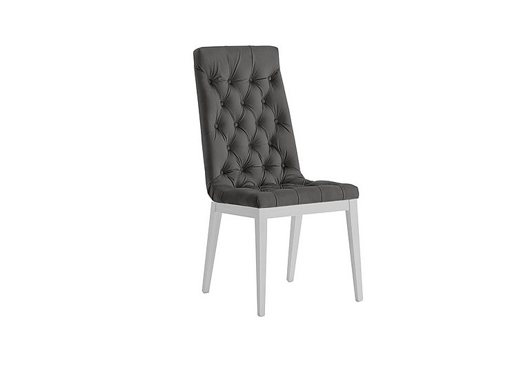 Palazzo Capitonne Buttoned Dining Chair in Glossy White - Aquos Dark Grey