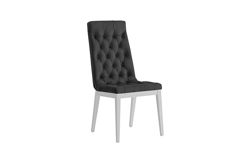 Palazzo Capitonne Buttoned Dining Chair in Glossy White - Scarlet Dark Grey