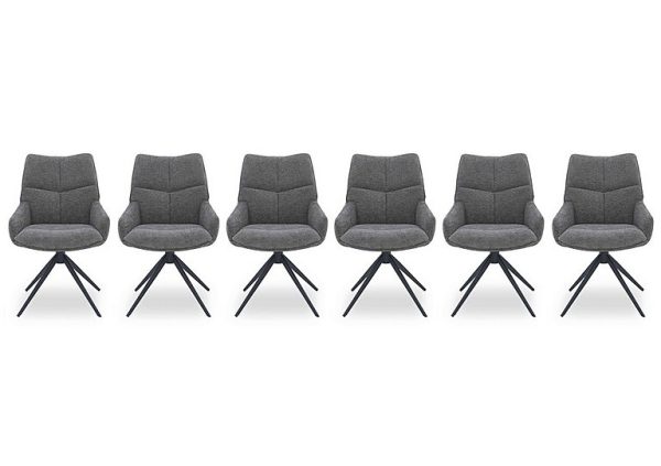 Kiara Set of 6 Fabric Swivel Dining Chairs | Bed Sava