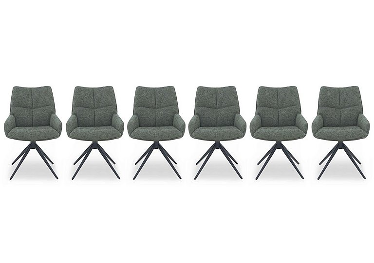 Kiara Set of 6 Fabric Swivel Dining Chairs - Forest