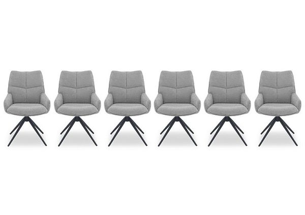 Kiara Set of 6 Fabric Swivel Dining Chairs  Taupe | Bed Sava