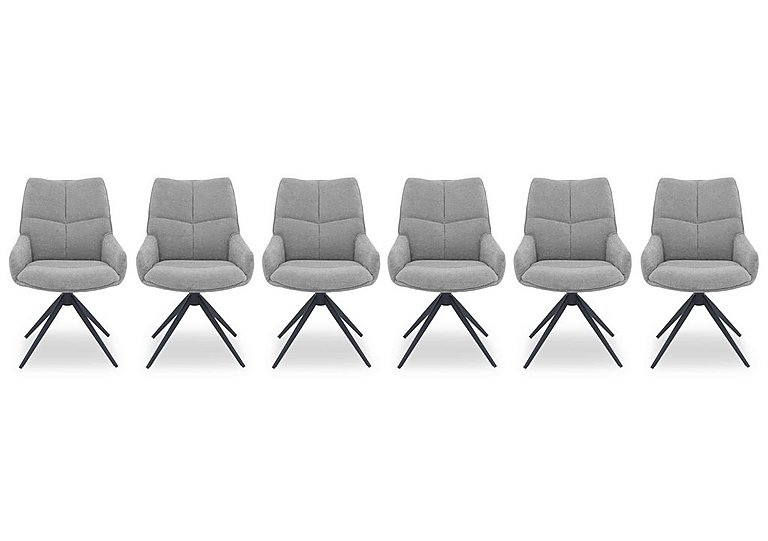 Kiara Set of 6 Fabric Swivel Dining Chairs - Taupe
