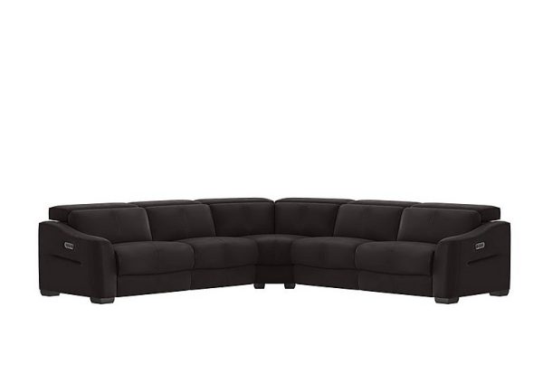 Xavier NC Leather Large Left Hand Facing Corner Sofa with Power Recliner | Bed Sava