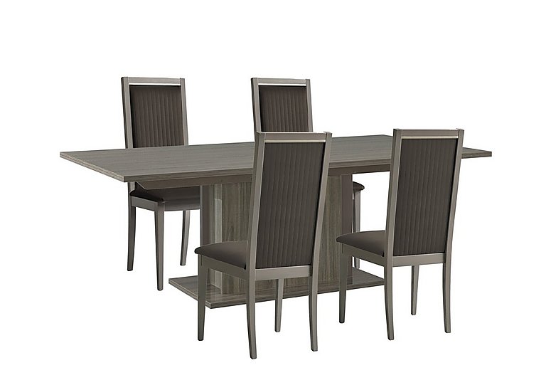 Venezia 160 cm Extending Dining Table and 4 Panelled Faux Leather Chairs Set - Grey