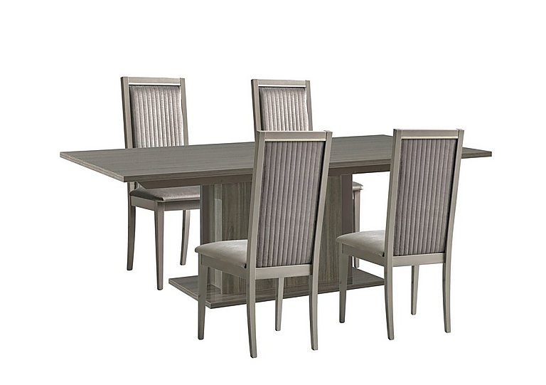 Venezia 160 cm Extending Dining Table and 4 Panelled Fabric Chairs Set - Grey