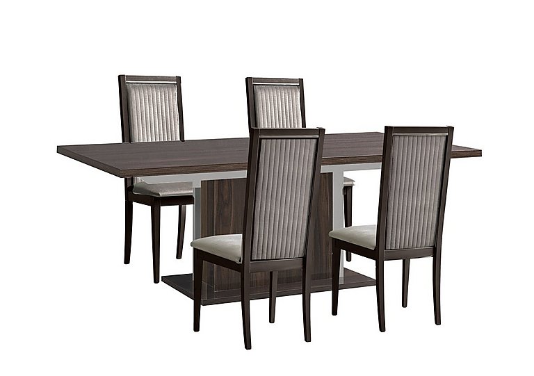 Venezia 160 cm Extending Dining Table and 4 Panelled Fabric Chairs Set - Walnut