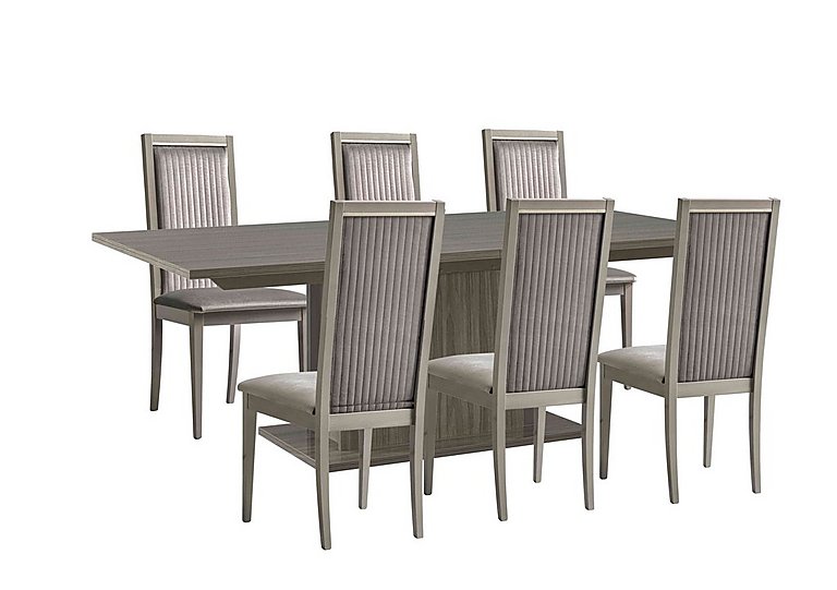 Venezia 160 cm Extending Dining Table and 6 Panelled Fabric Chairs Set - Grey