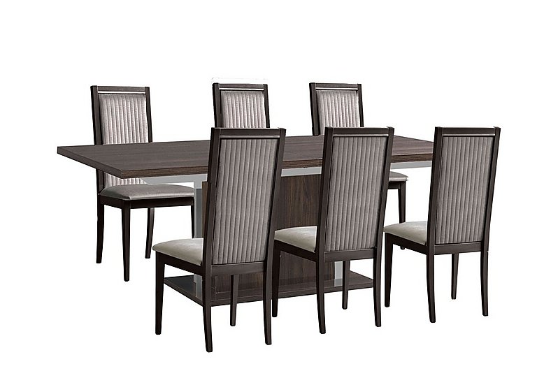 Venezia 160 cm Extending Dining Table and 6 Panelled Fabric Chairs Set - Walnut