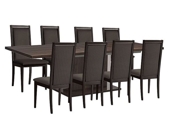 Venezia 200 cm Extending Dining Table and 8 Panelled Faux Leather Chairs Set  Walnut | Bed Sava