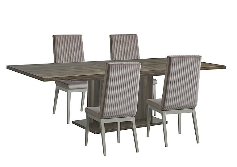 Venezia 200 cm Extending Dining Table and 4 Fluted Fabric Chairs Set - Grey