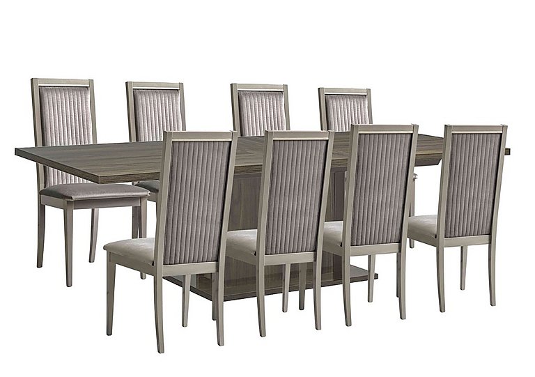 Venezia 200 cm Extending Dining Table and 8 Panelled Fabric Chairs Set - Grey