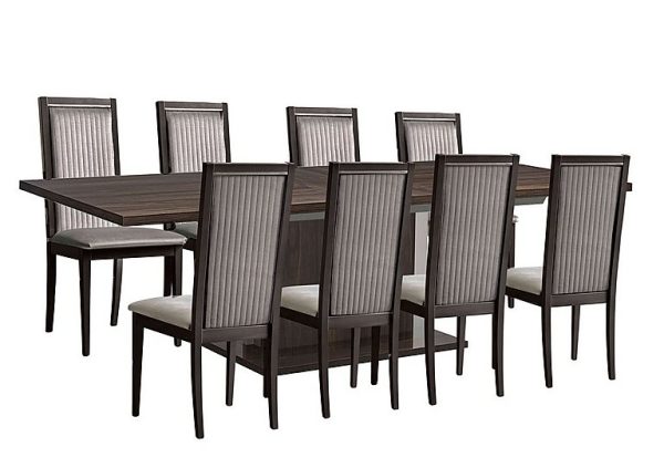 Venezia 200 cm Extending Dining Table and 8 Panelled Fabric Chairs Set  Walnut | Bed Sava