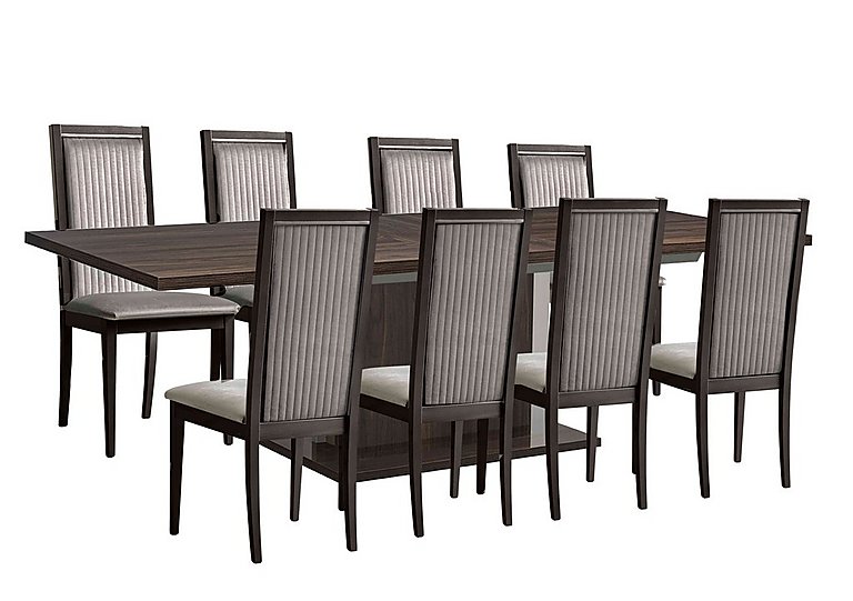 Venezia 200 cm Extending Dining Table and 8 Panelled Fabric Chairs Set - Walnut
