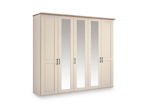 Wiemann  Adeline 5 Door Hinged Wardrobe with 3 Mirrors  Champagne | Bed Sava