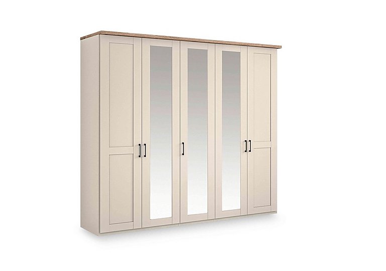 Wiemann - Adeline 5 Door Hinged Wardrobe with 3 Mirrors - Champagne