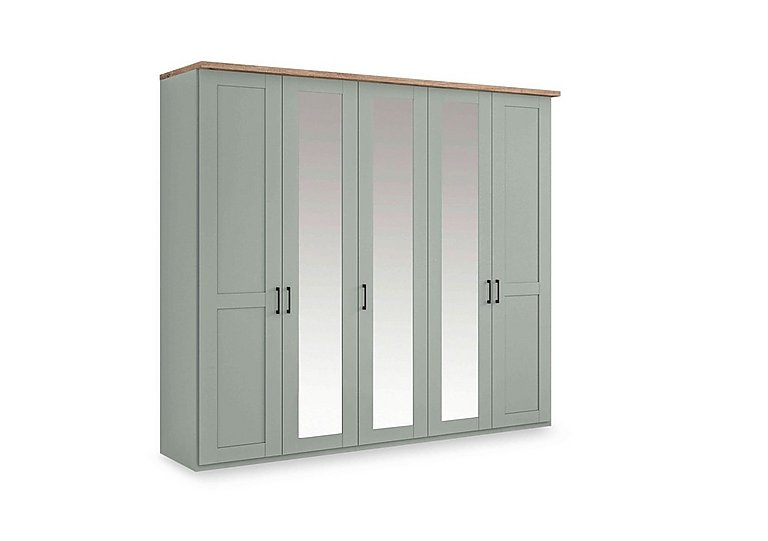Wiemann - Adeline 5 Door Hinged Wardrobe with 3 Mirrors - Sage