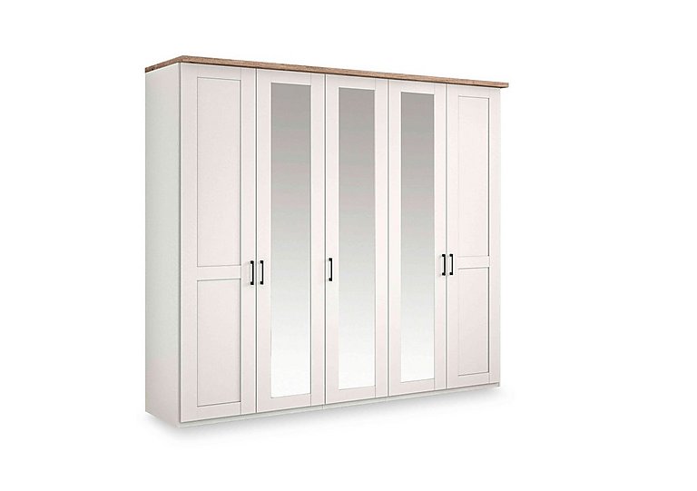 Wiemann - Adeline 5 Door Hinged Wardrobe with 3 Mirrors - White