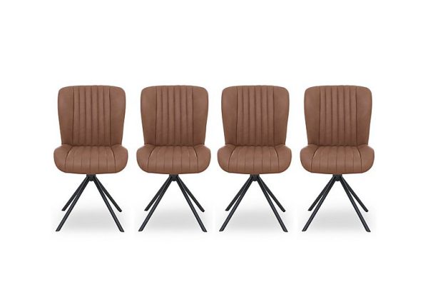 Bodahl  Compact Terra Set of 4 Swivel Dining Chairs  Cognac | Bed Sava