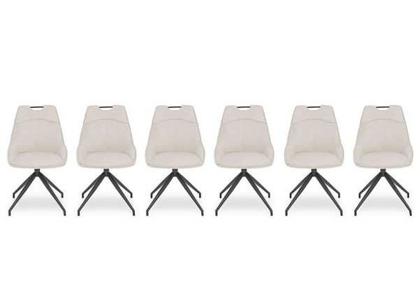Pedro Set of 6 Fabric Swivel Dining Chairs | Bed Sava