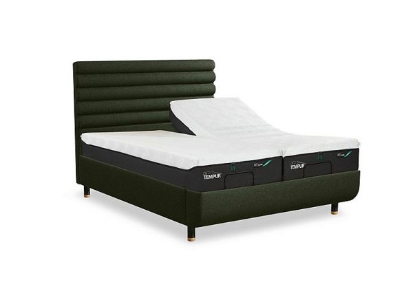 TEMPUR  Arc Ergo Smart Base Bed Frame with Vectra Headboard  Super King  Dark Green with Oak Feet | Bed Sava
