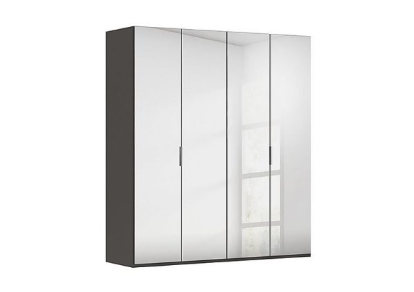 Rauch  Formes 4 Door Bifold Wardrobe with Mirror Doors  GraphiteBasalt Front | Bed Sava