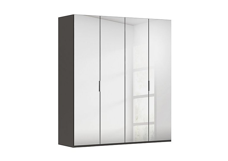 Rauch - Formes 4 Door Bifold Wardrobe with Mirror Doors - Graphite/Basalt Front