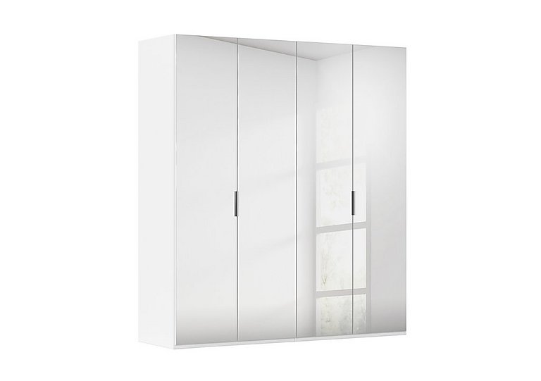 Rauch - Formes 4 Door Bifold Wardrobe with Mirror Doors - White/White Front