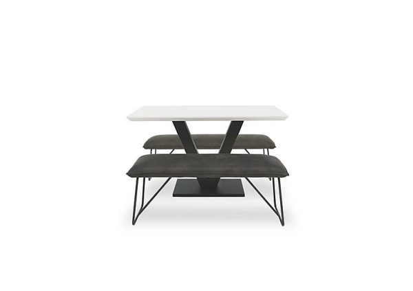 Ruben Dining Table with 2 Faux Suede Standard Benches | Bed Sava