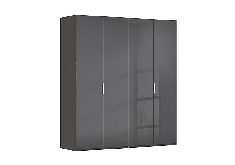 Rauch - Formes 4 Door Bifold Wardrobe with Glass Doors - Graphite/Basalt Front
